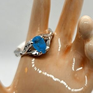 Aqua Blue Quartz Ring - Sz 6